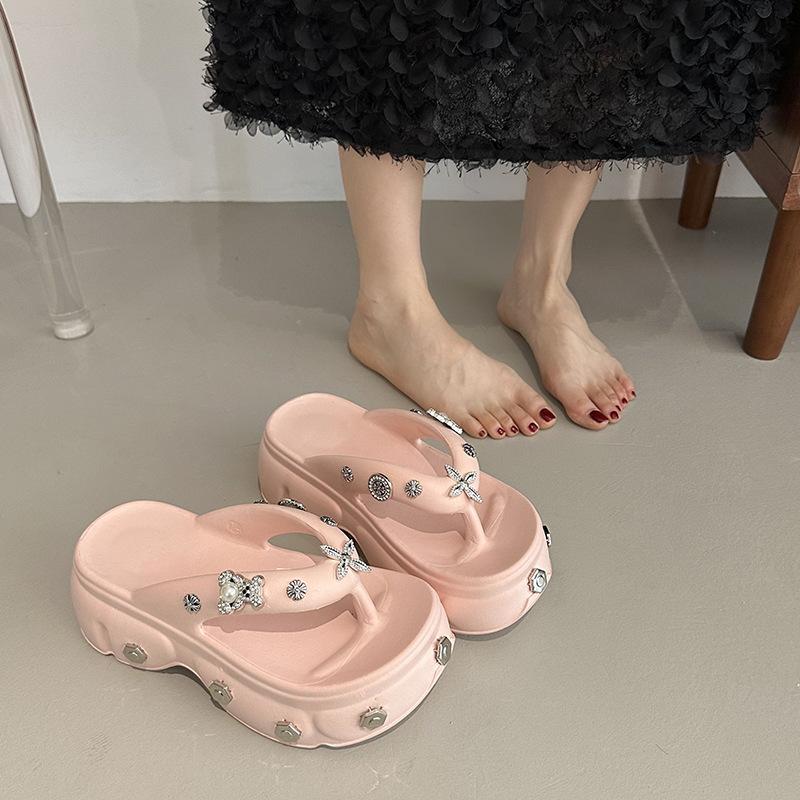 Women's Flip Flops Cute Fairytale Style Anti Odor Anti Slip Sandals Anti Odor Anti Slip Rhinestone Decoration Fashion Outdoor Casual Shoes