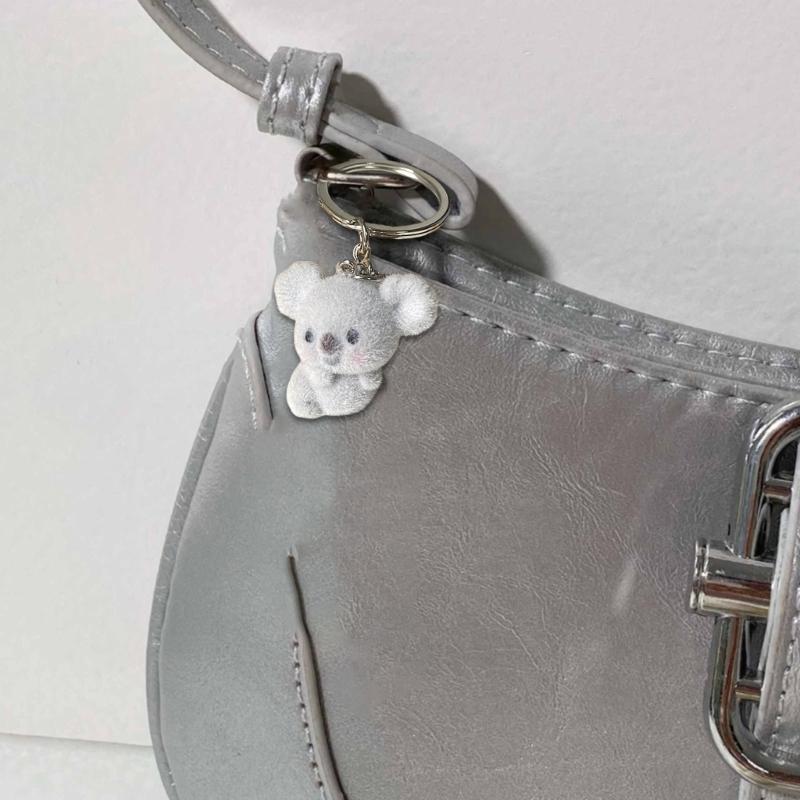 4Pcs Stylish Flocking Finish Koala Keyrings Trendy Koala Key Holder Elegant Keyrings Accessory for Fashion Enthusiasts