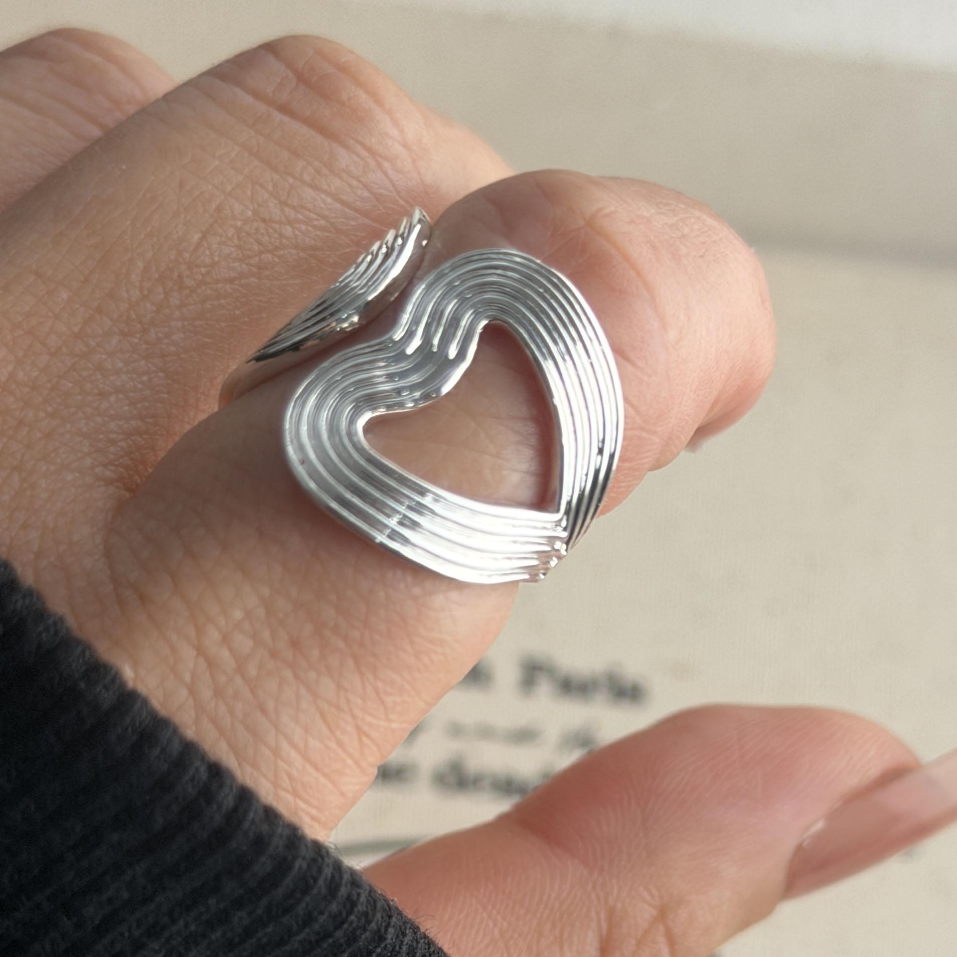 

BF CLUB 925 Sterling Rings for Women Simple Geometric Handmade Irregular Retro Wide Flower Ring Allergy For Birthday Gift resizable