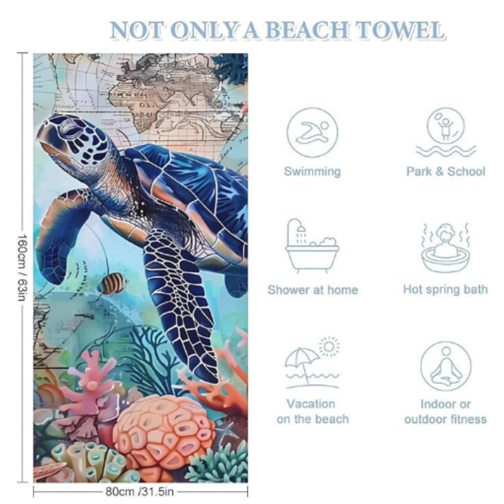 turtle beach towel Unique Design sea turtle beach towel Quick Dry Towel Soft Plush turtle towel Beach Suitable