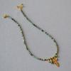 Autumn/Winter French Retro Turquoise Beaded Leaf Necklace