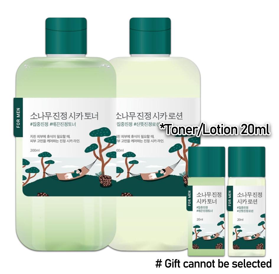 ROUND LAB For Men Pine Calming Cica Toner 200ml + Lotion 200ml Set(+ Cleanser 40ml or Toner/Lotion 20ml)