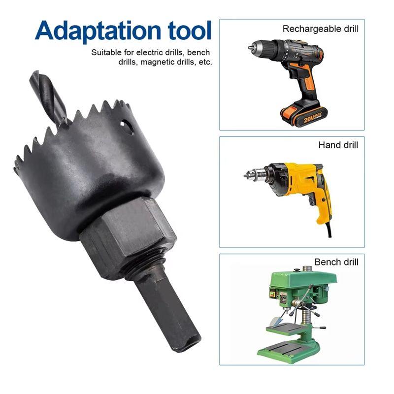ABUL-11Pcs Hole Saw Kit Carbon Steel Metal Circle Power Drill Hole Cutter For Wood PVC And Plastic
