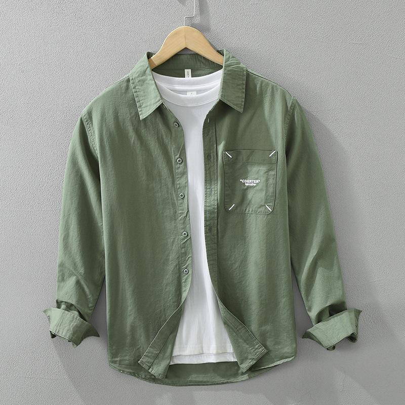 Spring and Summer Long Sleeve Men Shirt Casual 100cotton Soft and Comfortable Button Shirt with Pocket Daily Simple Style Versatile Men Tops