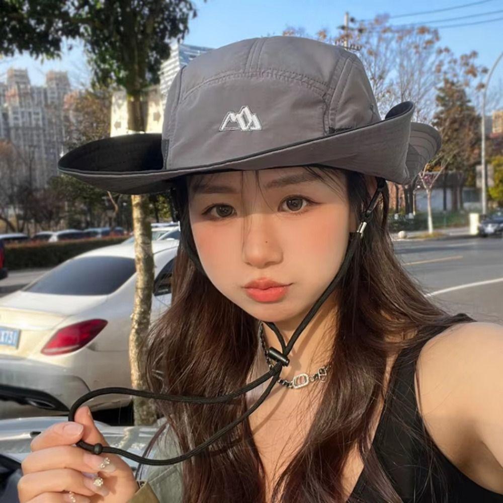 Polyester Contrasting Color Bucket Hats Quick Drying Sun Protection Fishing Caps  Ladies Girl