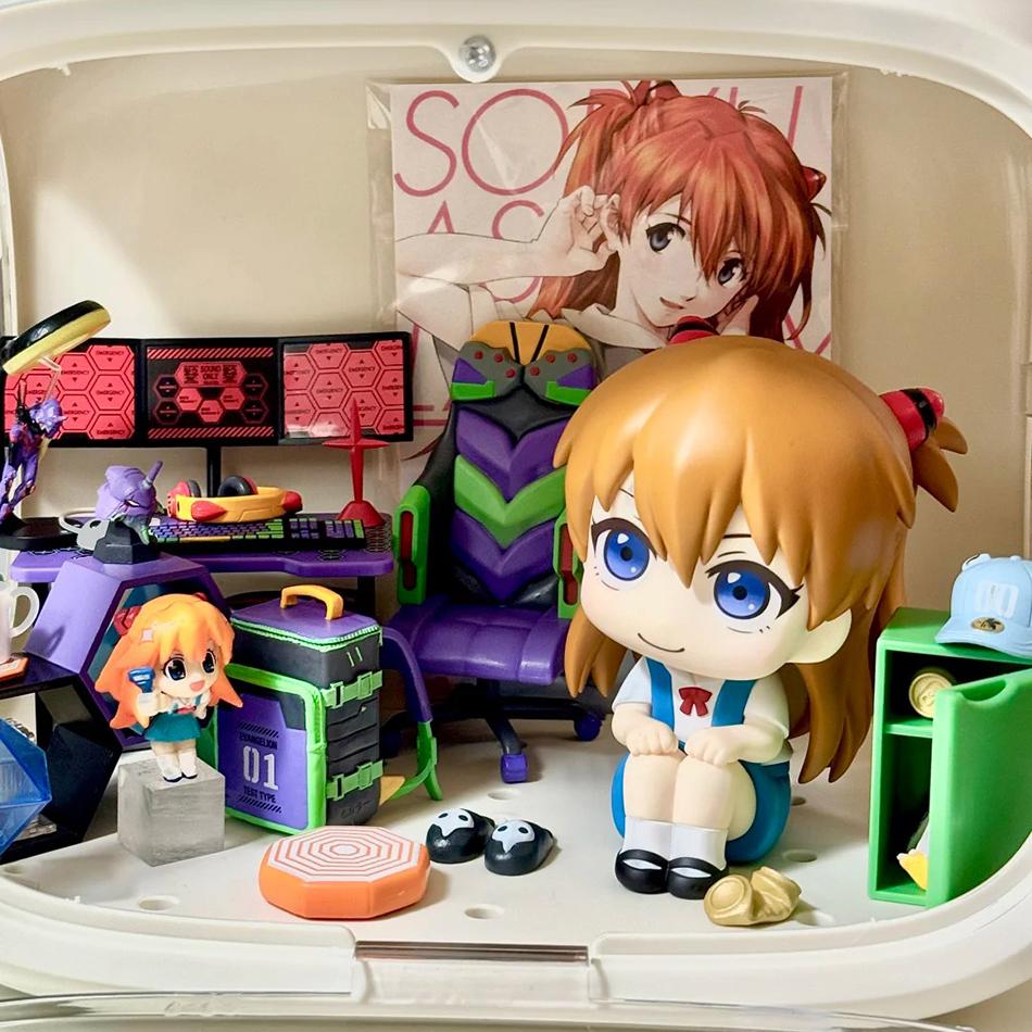 10cm Anime Evangelion Figure Pvc Ayanami Rei Asuka Shinji Action Figures LookUp Gift Collection Series Model Toy Q version Poseable Articulated 2
