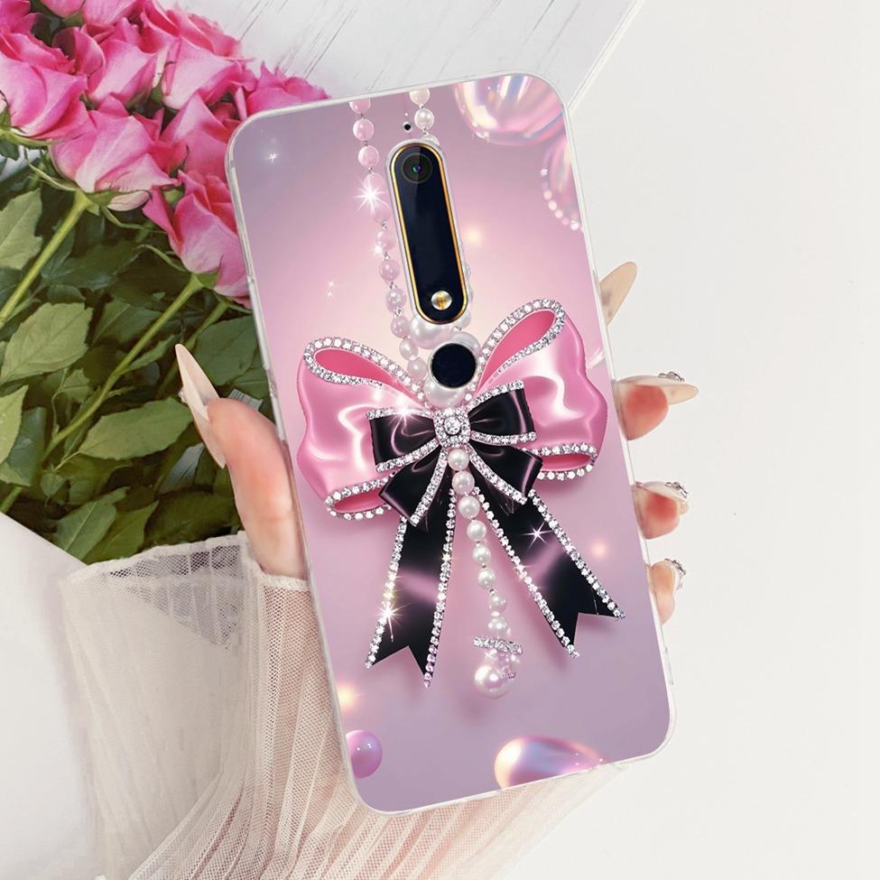 For Nokia 6 2018 Clear Case Cover Aesthetic Luxury Cute Cat Fashion Butterfly Funny Painted Phone Casing