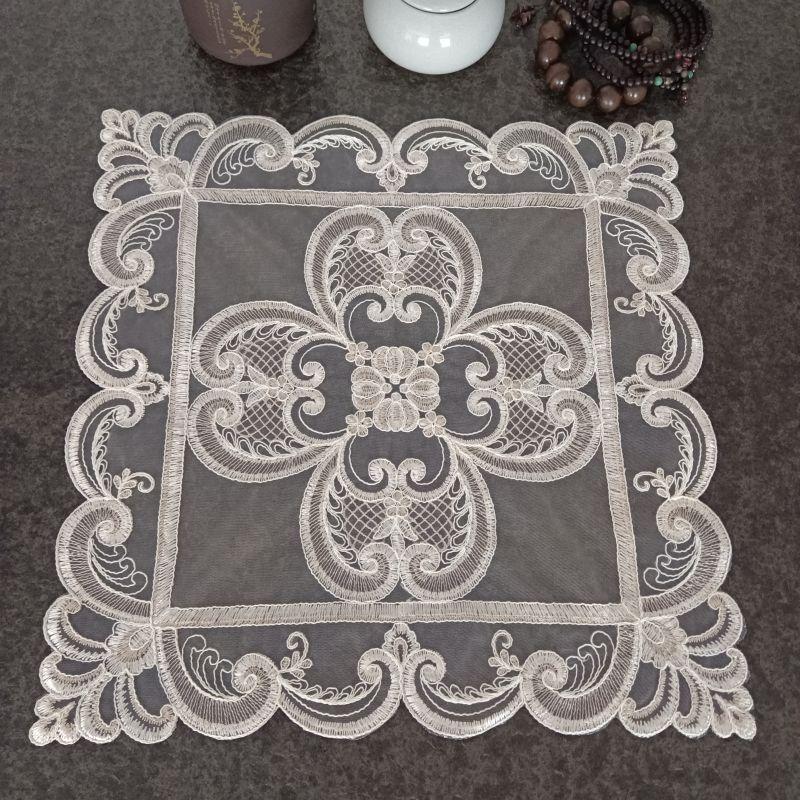 

Korean Style European Style Lace Mesh Fabric Embroidered round Square Table Mat Dining Plate Vase Table Lamp Decorative Mat Cover Cloth Square 40*40cm