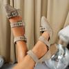 Large Size Pointed One-letter High Heels for Women's Spring and Summer New Thick-heeled Square-buckled High-heeled Women's Sandals