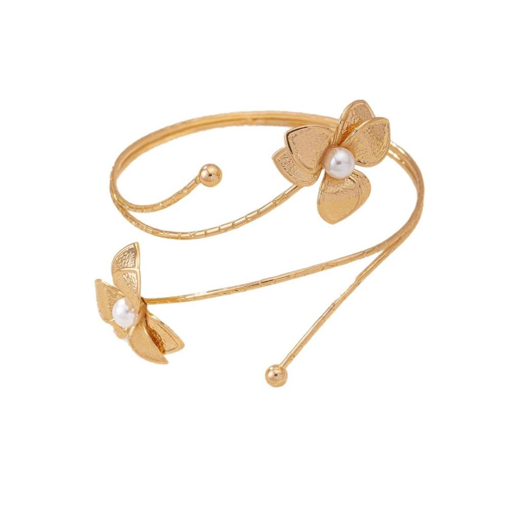 Glamorous Metal Tassel Arm Chain Multi Style Fashion Flower Bracelet Retro Adjustable Wide Open Bangle Hand Jewelry