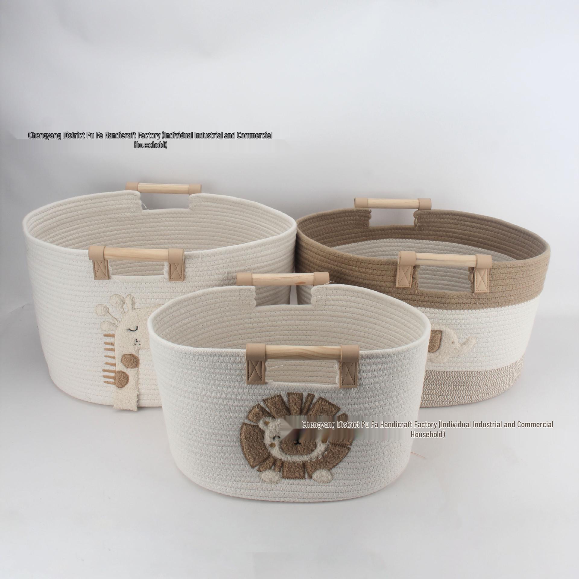 Мультяшная хлопковая плетеная корзина для хранения игрушек закусок или белья 4350₽