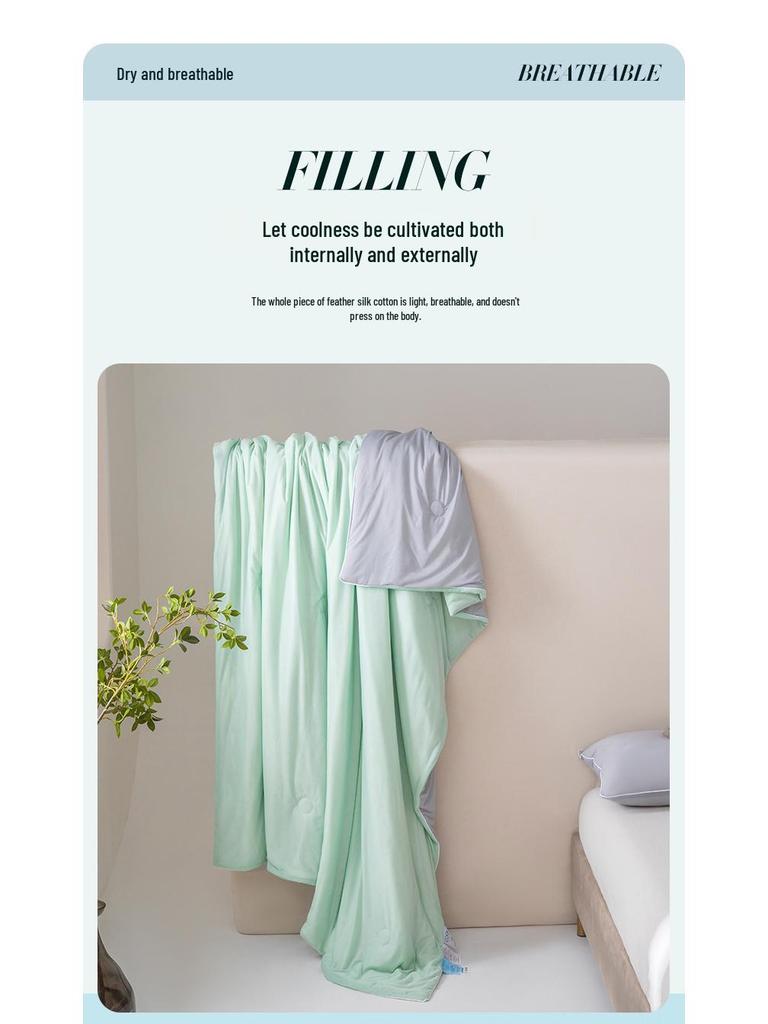 Class A Ice Silk Summer Quilt: Solid Color, Machine Washable, Thin Cooling Blanket for Air Conditioning