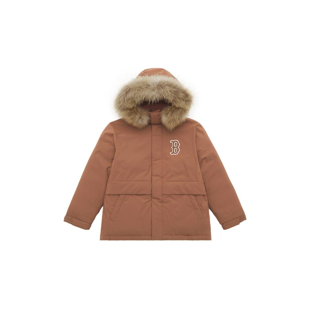 New MLB Boston Red Sox FW24 Down Jacket Mid Length Unisex Brown 3ADJEC736-43BRS