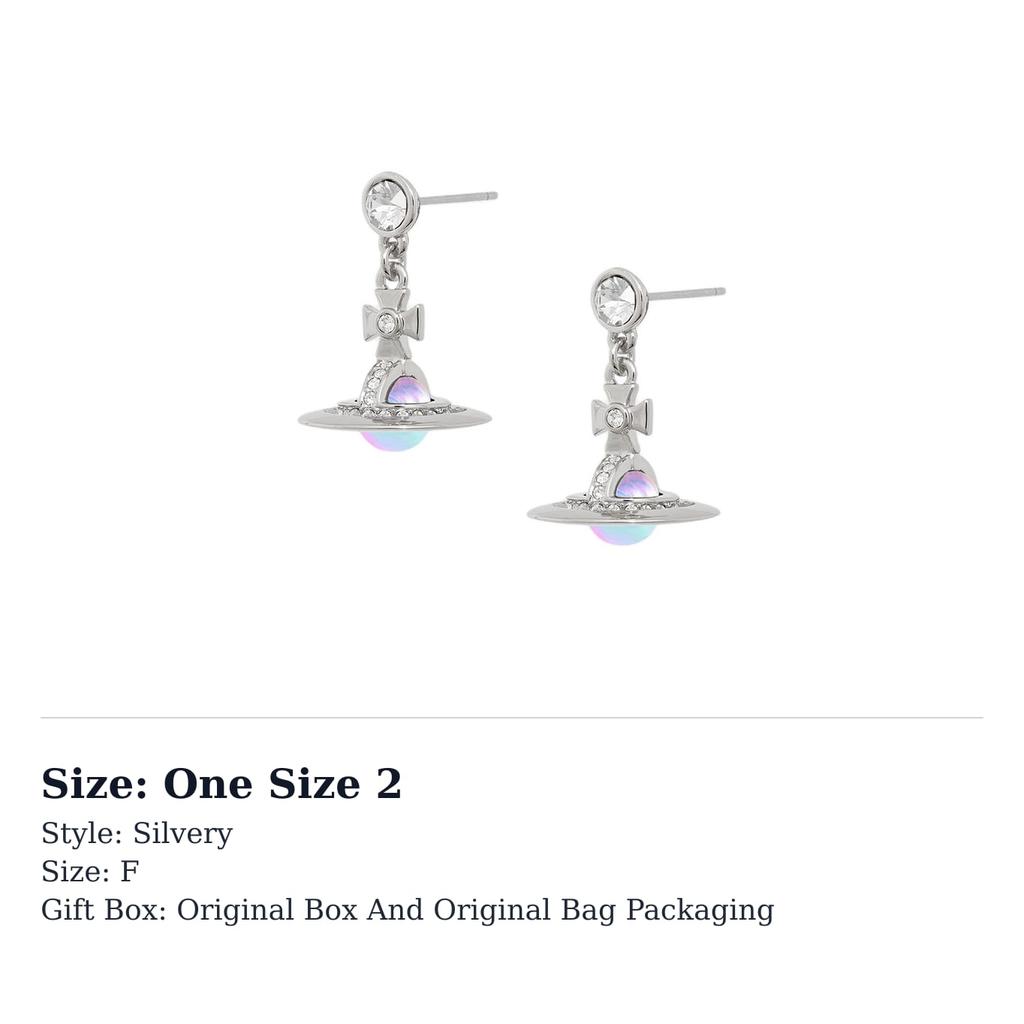 Vivienne Westwood Enamel Brass Crystal Earrings Women's Silver 8053195172863