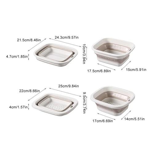 Foldable Kitchen Strainer and Vegetable Strainer Set - Double-Layer Draining Basket, Fruit Bowl, Perfect for Draining Noodles and Vegetables