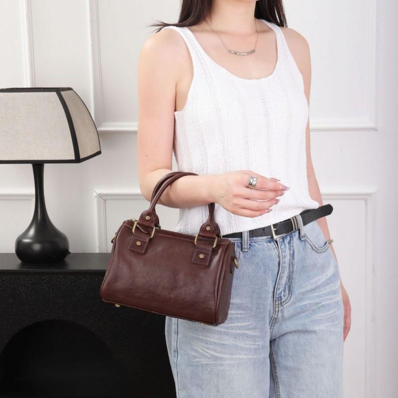 Retro Top-layer Plant-tanned Cowhide Cross-shoulder Women's Bag Genuine Leather Handbag Large Capacity Fashionable Boston