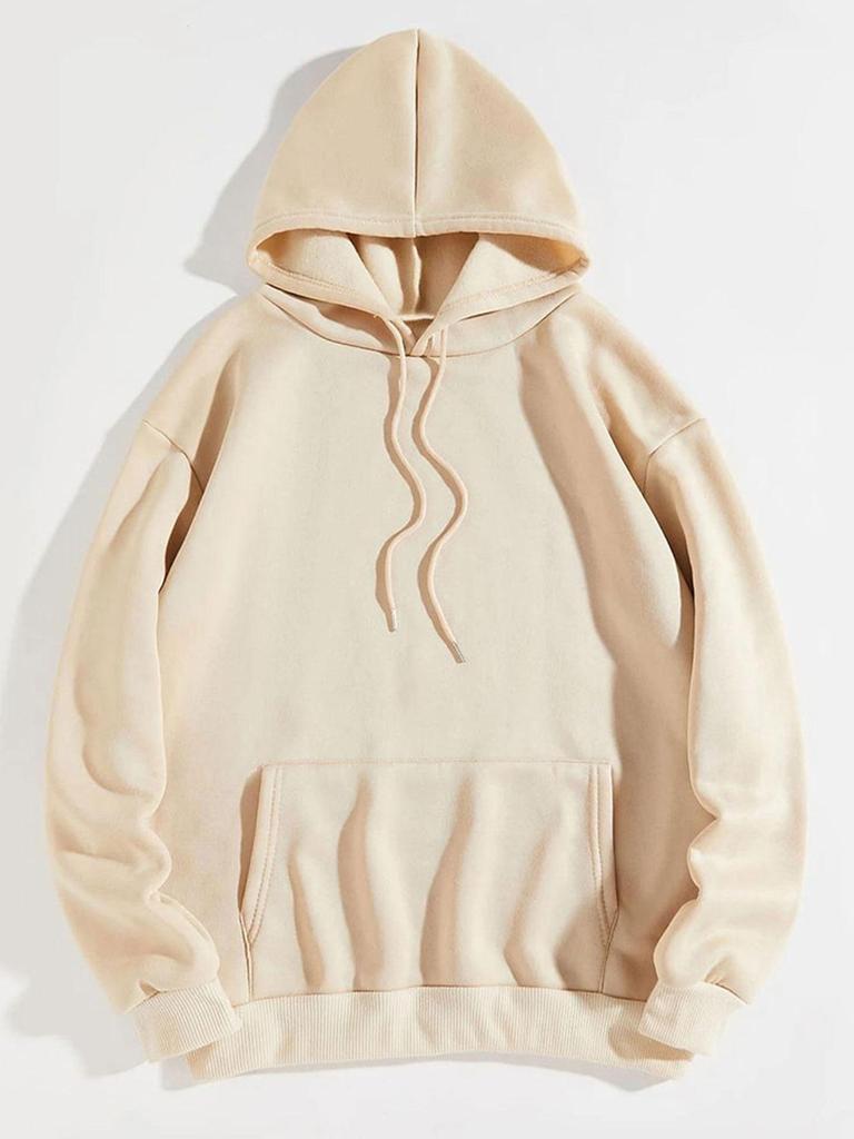 Women's Plus Velvet Hoodie with Letter Print & Kangaroo Pocket - Korean Style Loose Fit