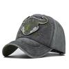 Washed Baseball Cap Bull Head 3d Embroider Baseball Cap Men's and Women's Retro Peaked Cap Sun Hat Yellow