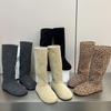 Ballambe~ Gefrostete Leder-Samtstiefel für Damen, vielseitige und dünne warme Schneestiefel für den Winter