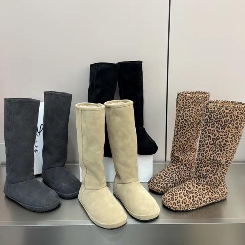 Ballambe~ Gefrostete Leder-Samtstiefel für Damen, vielseitige und dünne warme Schneestiefel für den Winter