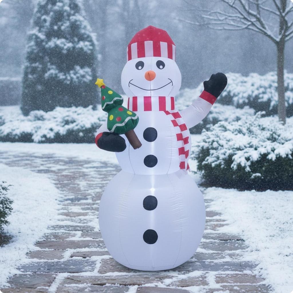 Christmas Inflatable Snowman | Polyester Material, Outdoor Holiday Display, for Garden