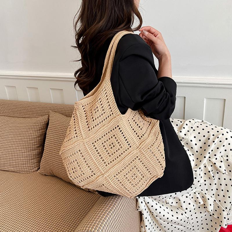 Fabric Hollow Out Large Capacity Shoulder Bags Contrast Color Women's Bags Commuting Versatile Crossbody Bags