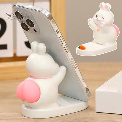 Cartoon Animal Cell Phone Holder Pig Dog Bunny Panda Resin Figurine Statue Sculpture Mobile Phone Tablet Stand Desktop Decoration Ornament