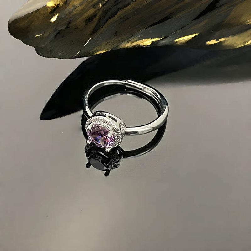 Super Flash Lila Zir*****Stiftring, Leichter Luxus und Kaltes Gefühl, Hochwertiger Temperamentring, Nischendesign-Accessoires Damen