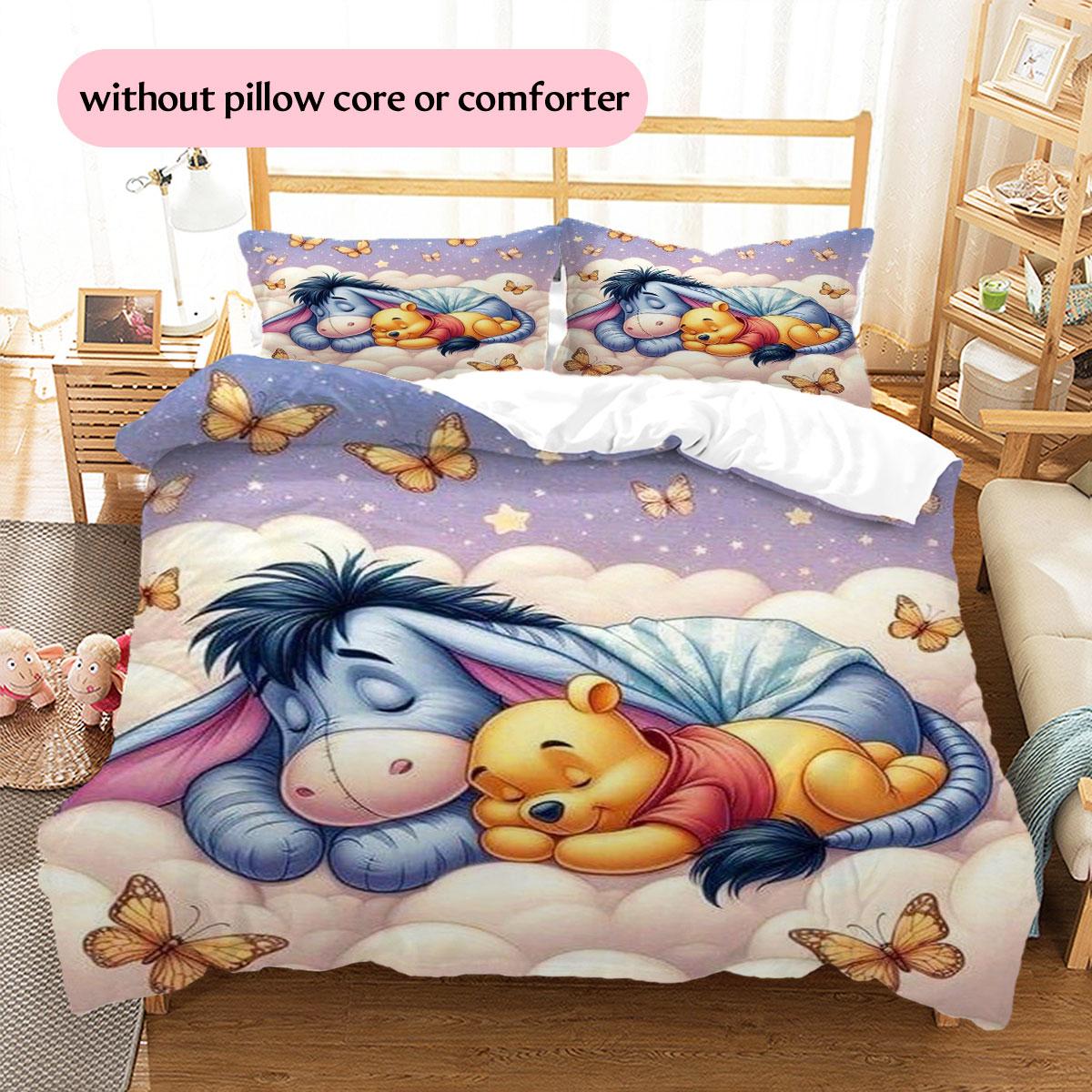 

Eeyore and Winnie The Pooh Sleeping on Clouds - A Warm and Cozy Bedding Set, Perfect for Decorating A Child s Bedroom. 135x200cm