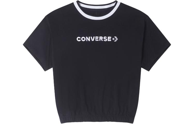 Converse Crop Tops Women s Black Crew Neck Moderate 10024771-A05 L