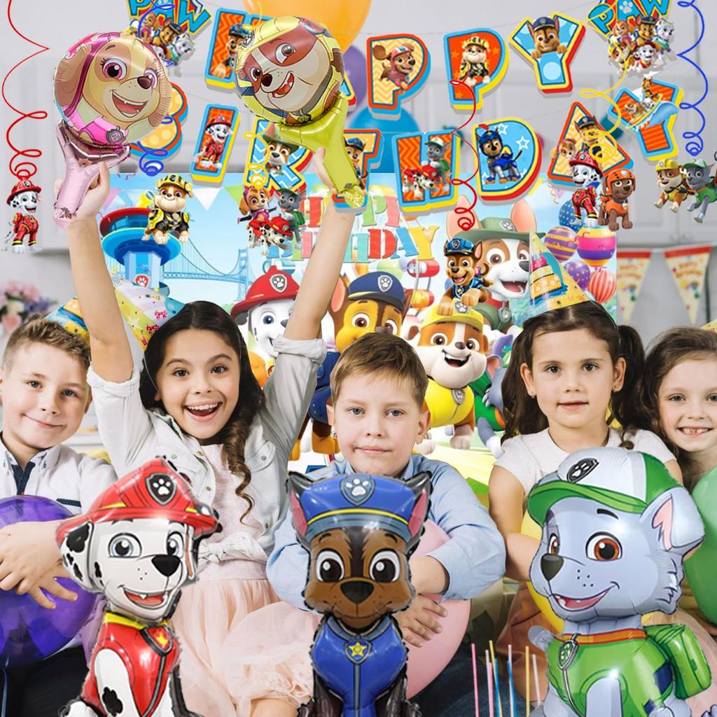 FCXZI Paw Patrol Character Birthday Kids Birthday Party Happy Birthday Birthday Day Hanging Hairband Birthday Decorations for 1st and 2nd Birthdays