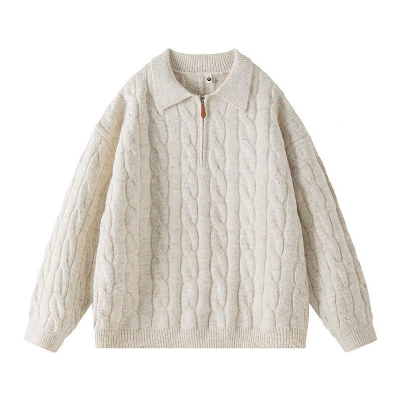 Men's Versatile Trendy 2025 Half-Zip Loose Knit Pullover Sweater