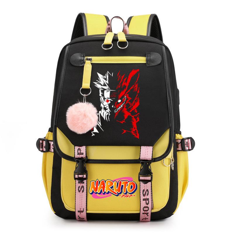 Naruto Anime Peripheral Printing Shoulder Back White Men's and Women's Leisure Outdoor Backpack Travel Bag Student School Bag