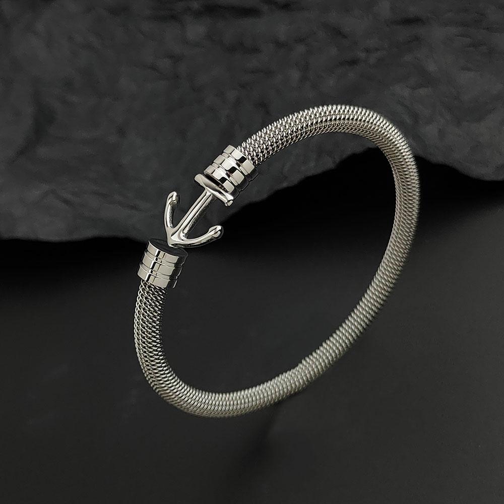 

Creative Wire Mesh Anchor Gold-plated Stainless Steel Women s Bracelet, Waterproof and Rust-free, Couple Bracelet серебряный