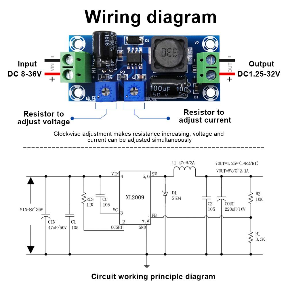 XH M353 1.25-30V 0-2A Constant Current Constant Voltage Power Supply Module for Lithium Battery