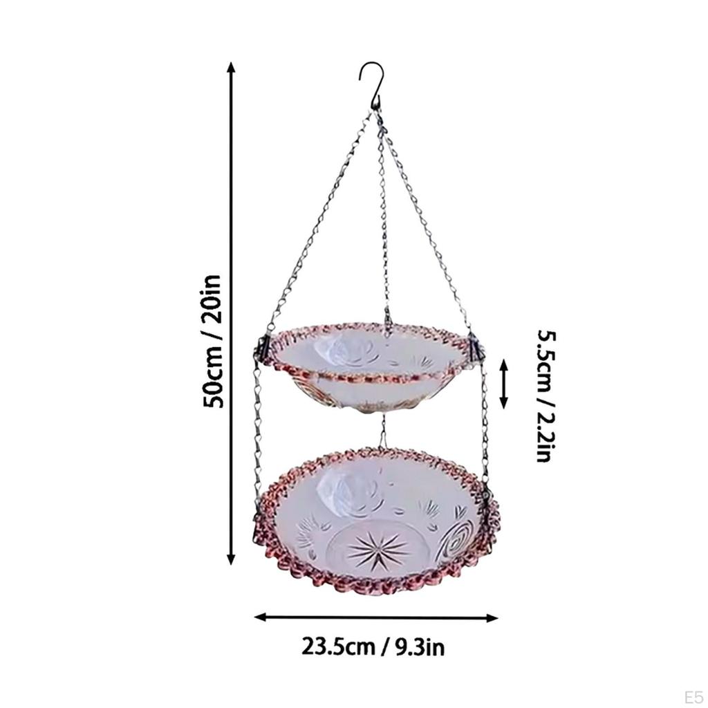 Bird Feeder for Garden, Hanging Bath Ornament, Double Layer Feeder, Garden Bath,