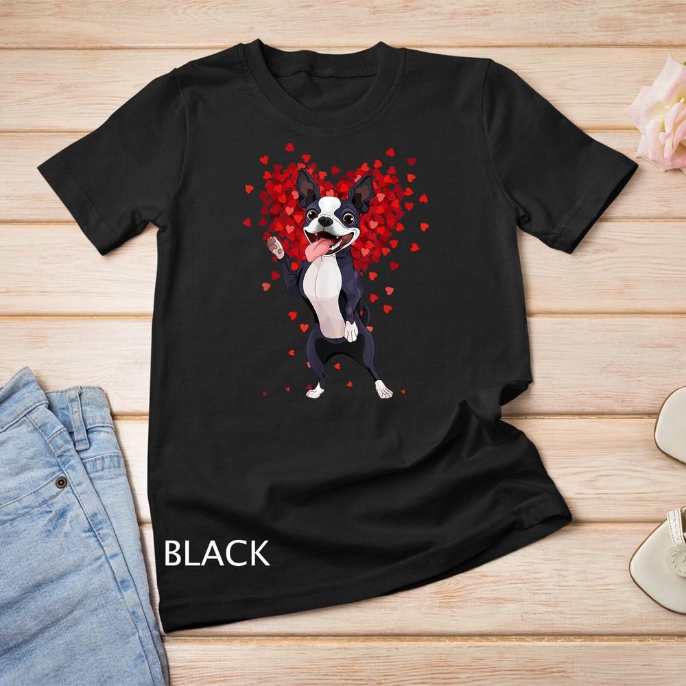 

I Love Boston Terrier Funny Heart Valentine Gift T-Shirt Unisex T-shirt 4XL