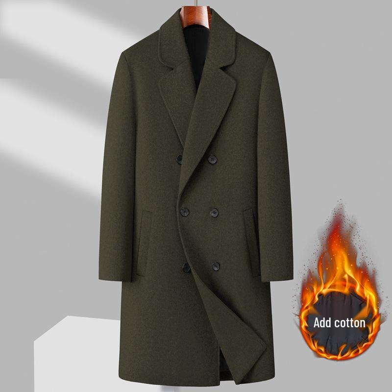 Wool Blend Men's Mid-Length Trench Coat - 2025 Autumn/Winter Collection