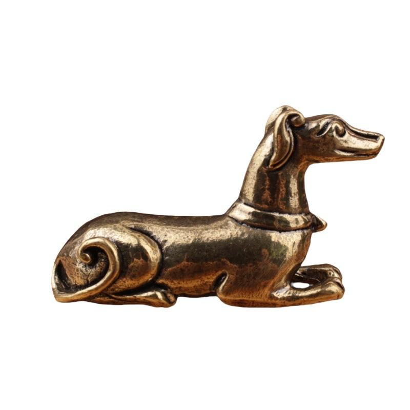 Cross-Border Small Wealth Tea Pet Brass Big Dog Ornament Chinese Style Craft Copperware Twelve Zodiac