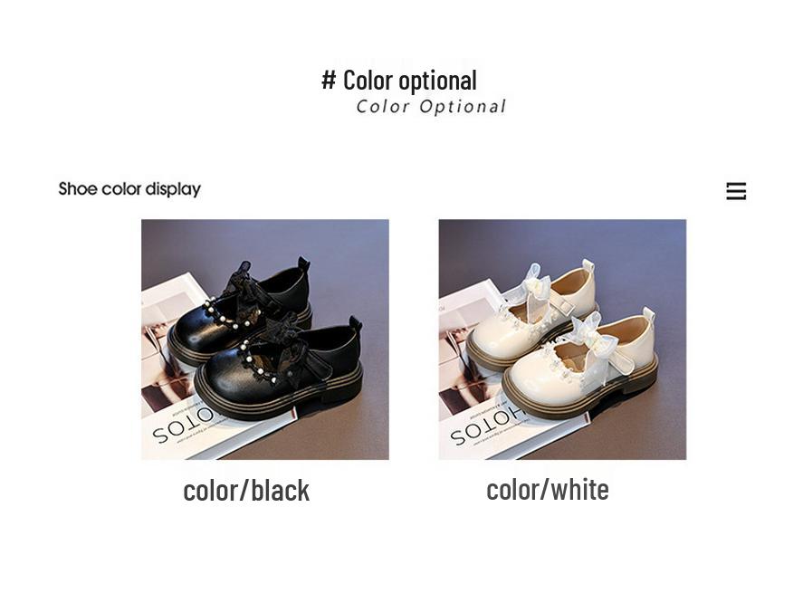 Chic Girls' White Princess Dress Shoes, 2025 Autumn Collection, Soft Sole Leather, Casual Elegance