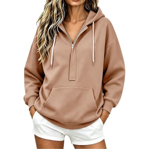 Women's Color Hooded Long Sleeve Pullover Sweatshirt for Casual Everyday Wear