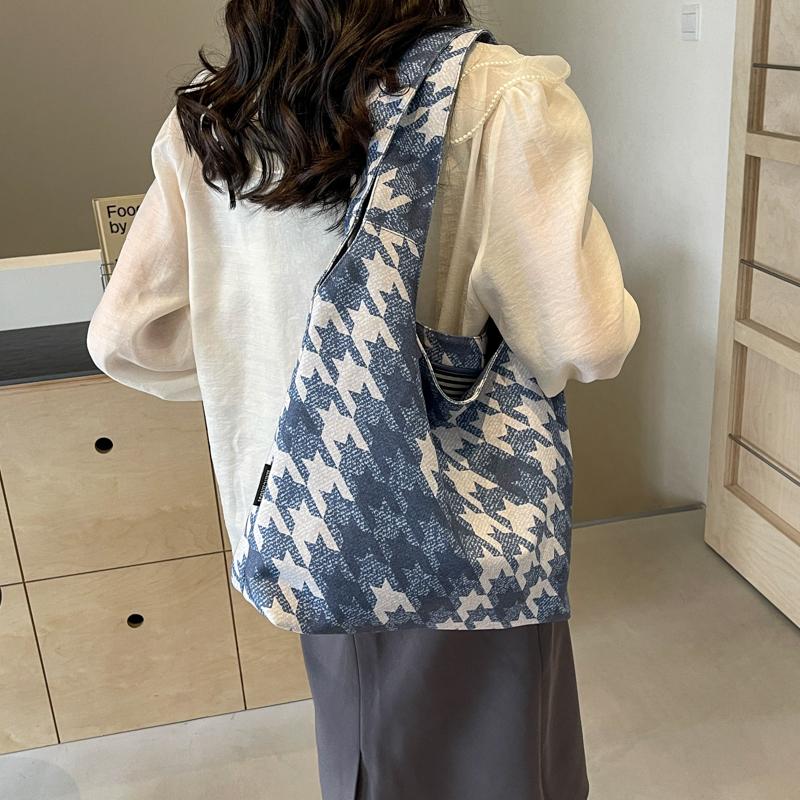 Block Color Tote Bag Women's Large Capacity Student Class Bag Simple Crossbody Portable Underarm Bag