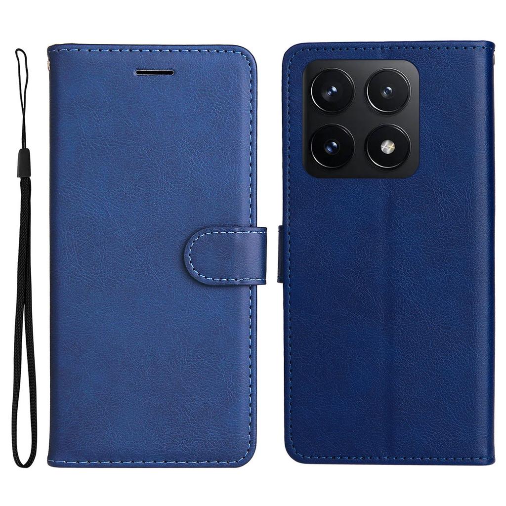 Etui dla Xiaomi 14T Jednokolorowe Skórzane Etui na Telefon Portfel Stojak ze Smyczą