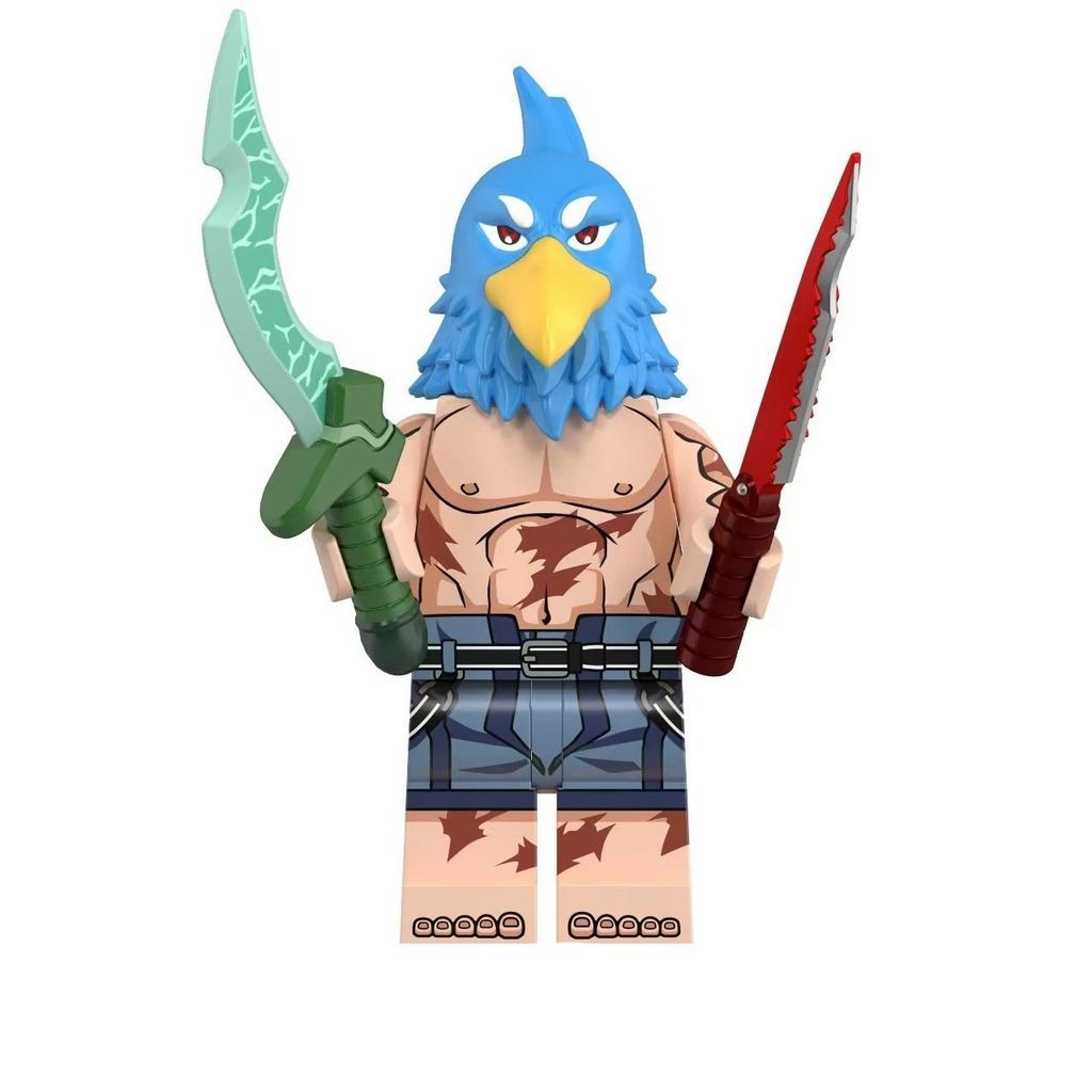 Blue Bird Head Human Assembly Building Block Toy