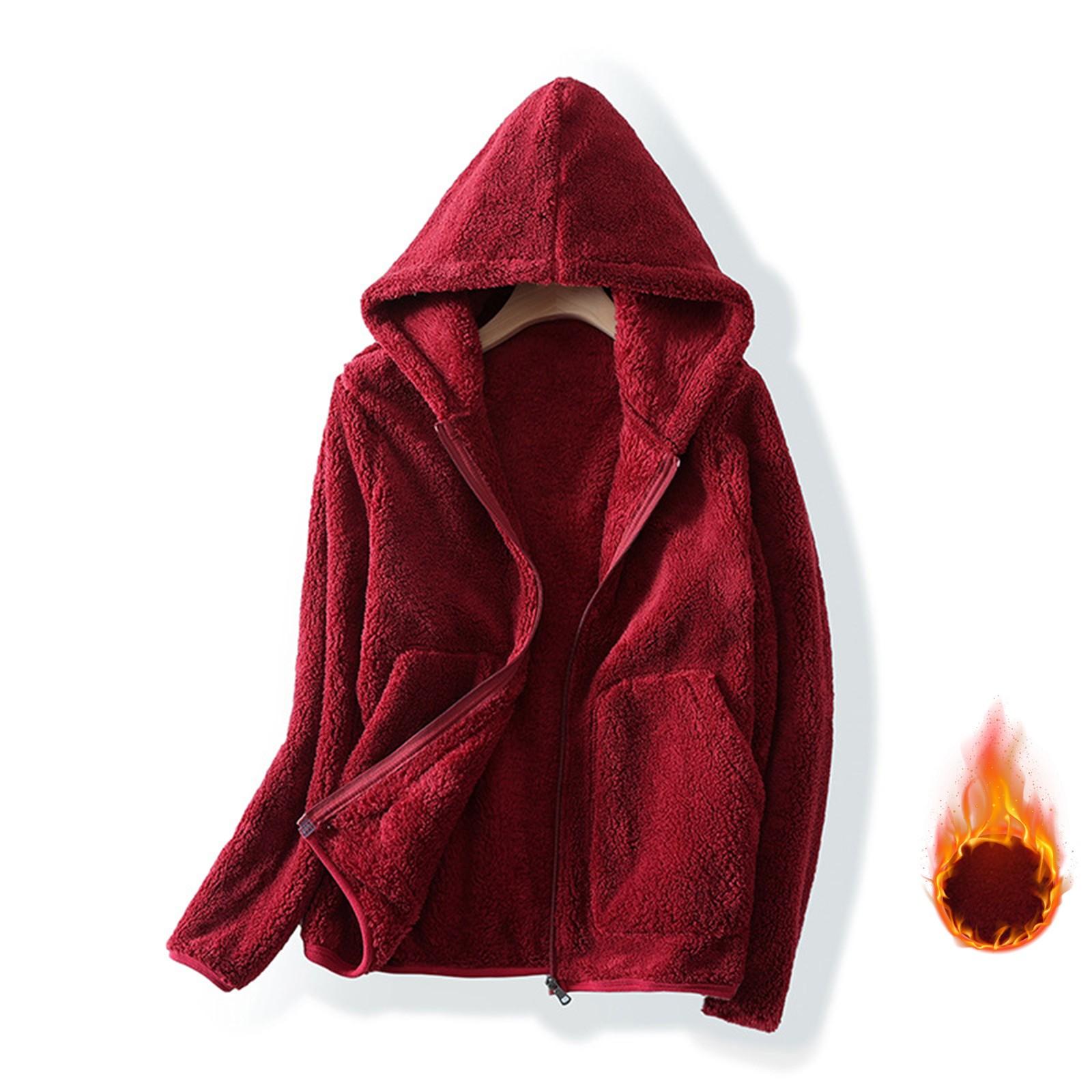 

Women s Fashionable Warm Fleece Coat XL винний