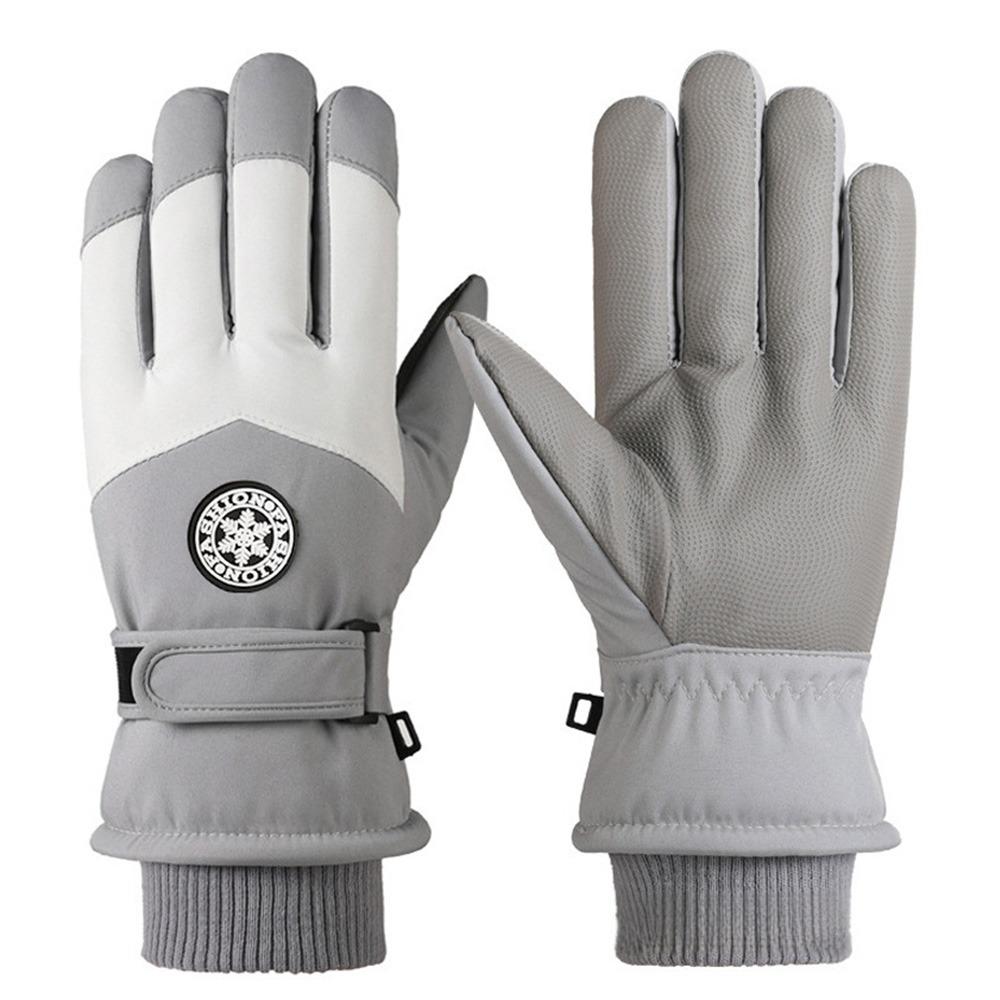 PU Leather Winter Cycling Gloves Full Fingers Non-Slip Touch Screen Gloves Fleece Lining Waterproof Waterproof Gloves
