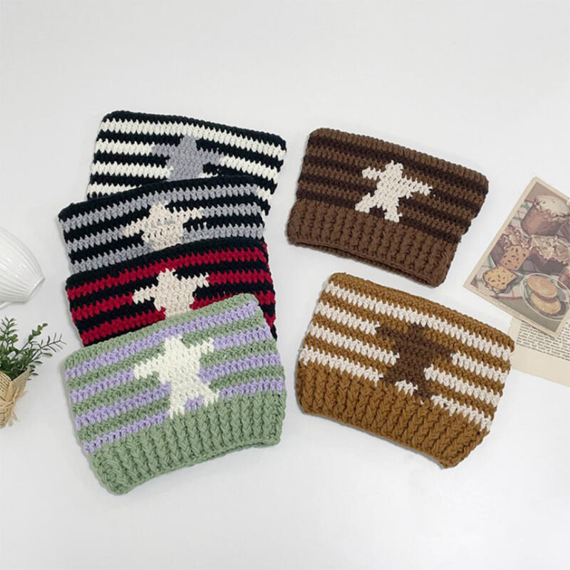 Bletore Striped Women s Knit Beanie Hat Star-Shaped Horn-Shaped Mint