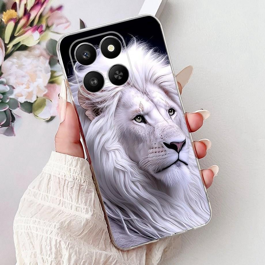 Weiche dünne transparente Silikonhülle für Huawei Honor 400 Smart Funda Honor X7D Katze Rose Blume Drache Mode Stoßfester Stoßfänger