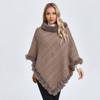 Plus Size Women's Knitted Pullover Shawl with Faux Rabbit Fur Collar - European & American Autumn/Winter Collection