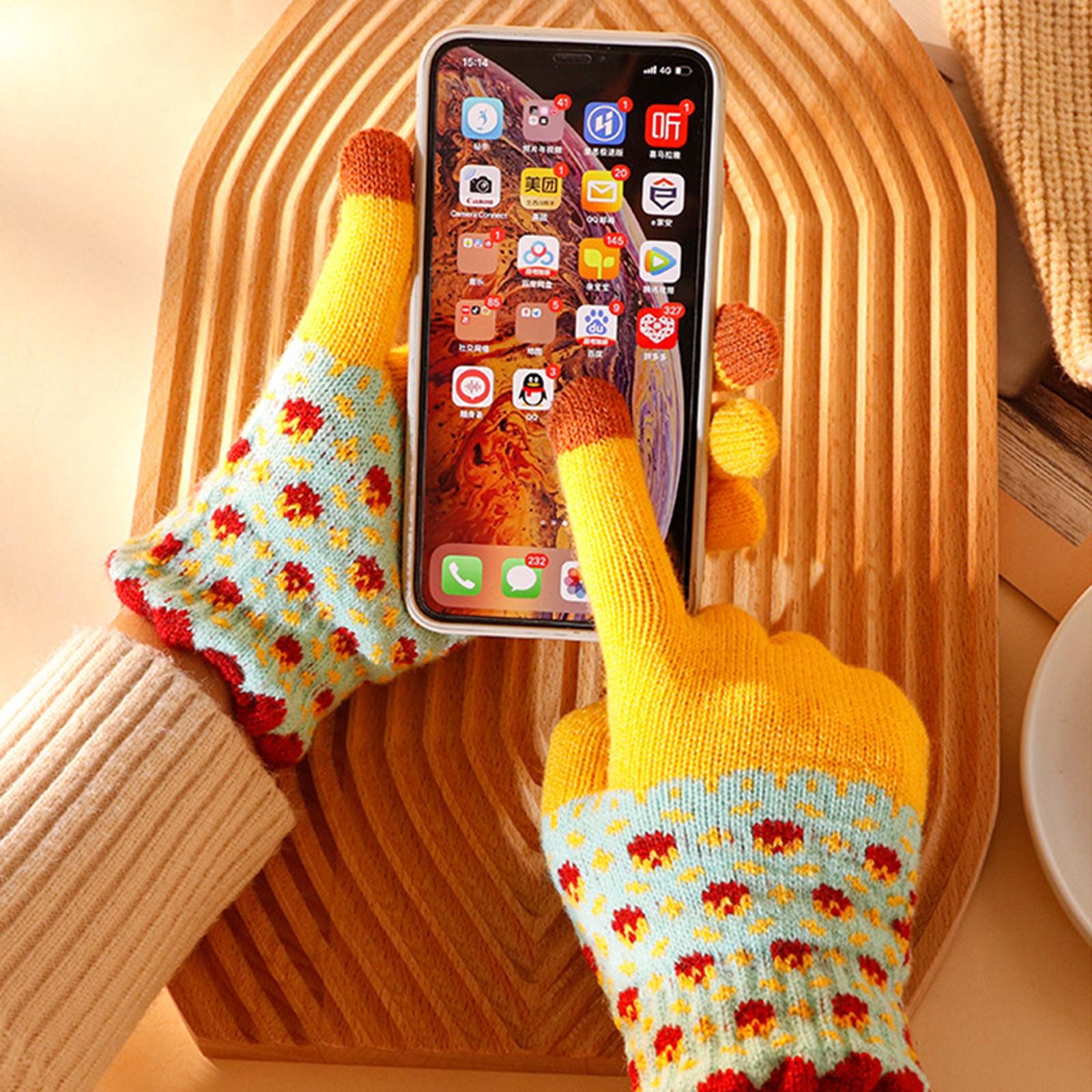 Унисекс Зимние Кашемировые Вязаные Силиконовые Не Утолщенные Теплые Флисовые Перчатки